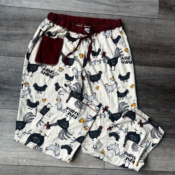 Lazy One Stretchy Pajamas Bottoms Stretchy Comfy Chicken Lady Pocket Loungewear - Picture 1 of 6